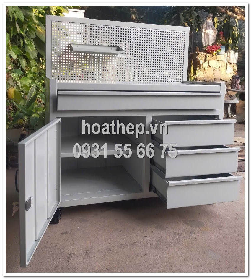 Tủ dụng cụ 5 ngăn, tủ đựng đồ nghề c&oacute; kh&oacute;a, b&agrave;n nguội kết hợp tủ đồ nghề, gi&aacute; tủ đồ nghề 5 ngăn k&eacute;o, xe đẩy dụng cụ 5 ngăn