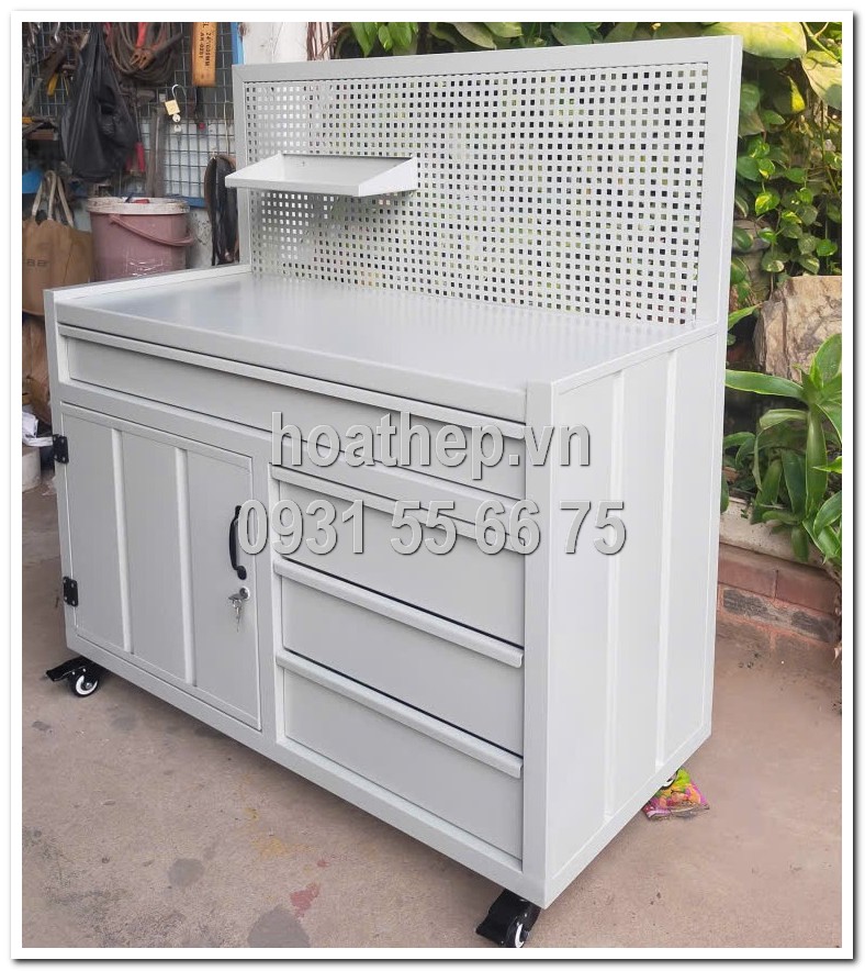 Tủ dụng cụ 5 ngăn, tủ đựng đồ nghề c&oacute; kh&oacute;a, b&agrave;n nguội kết hợp tủ đồ nghề, gi&aacute; tủ đồ nghề 5 ngăn k&eacute;o, xe đẩy dụng cụ 5 ngăn