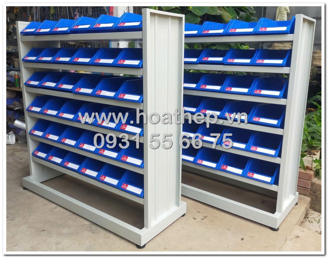 kệ dụng cụ 6 tầng, kệ 36 khay, kệ để đồ c&ocirc;ng nghiệp size lớn, kệ sơn tĩnh điện m&agrave;u x&aacute;m